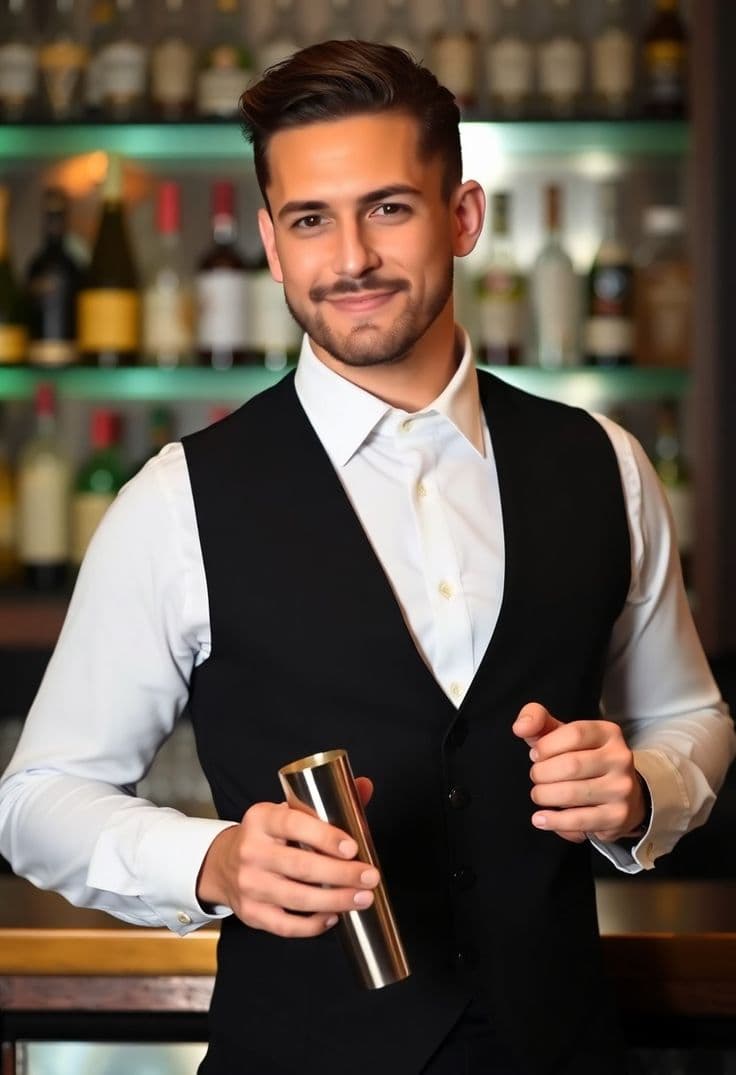 Receptionist in a Brada Uniforms hotel uniform