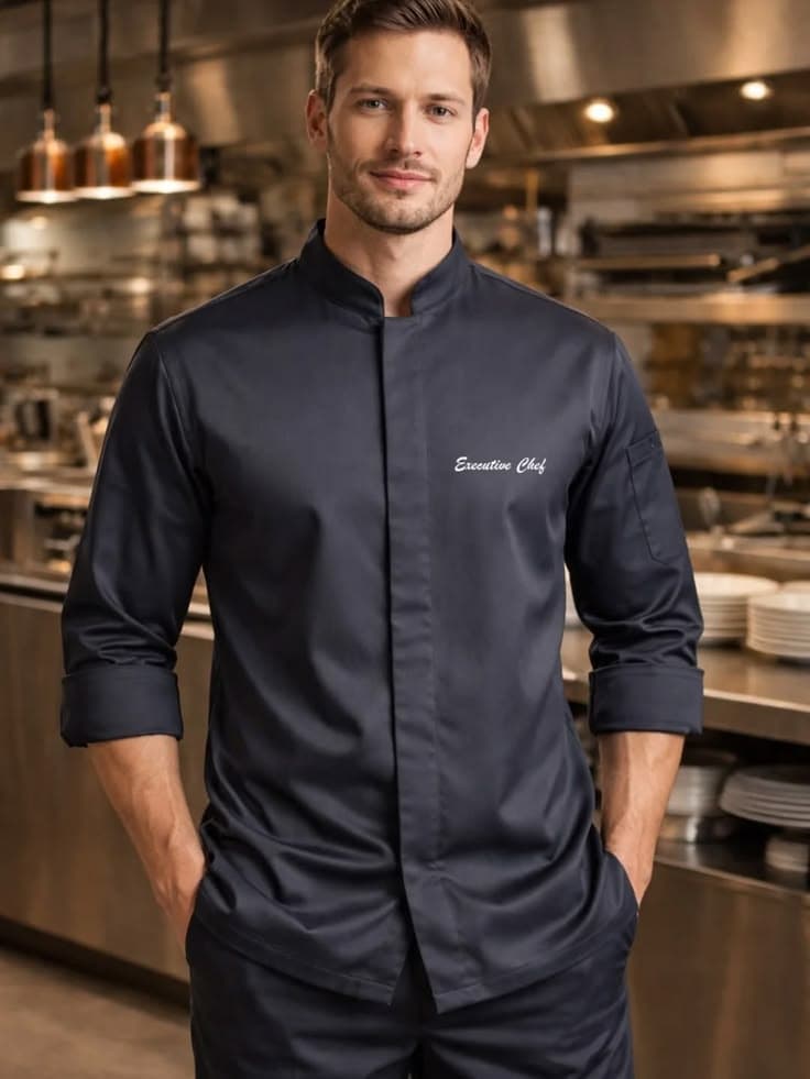 Executive chef in a tailored jacket by Brada Uniforms