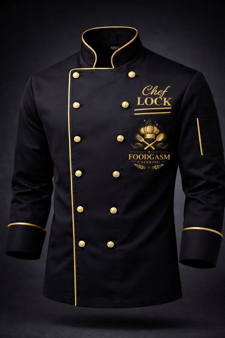 Chef in a black premium chef jacket for fine dining