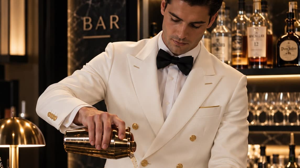 Waiter in an elegant restaurant uniform